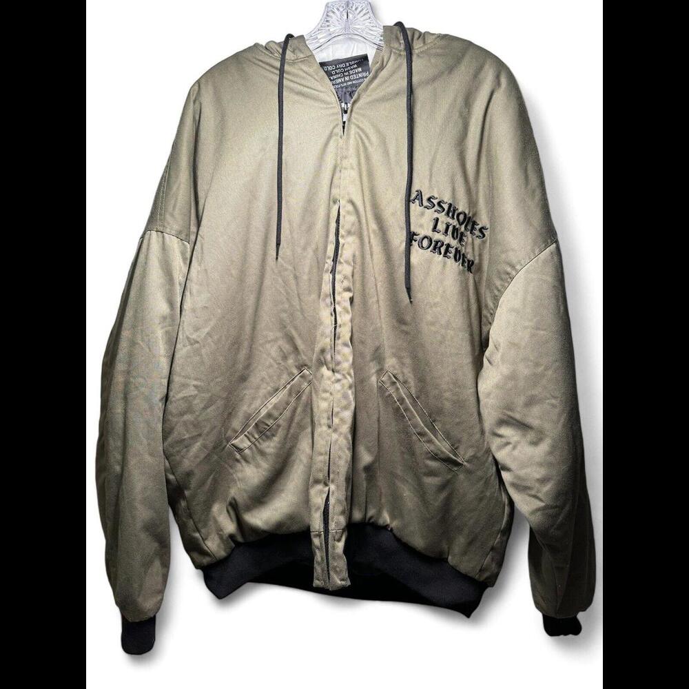 A$$holes Live Forever Men’s Jacket Embroidered Olive Green Size 2XL